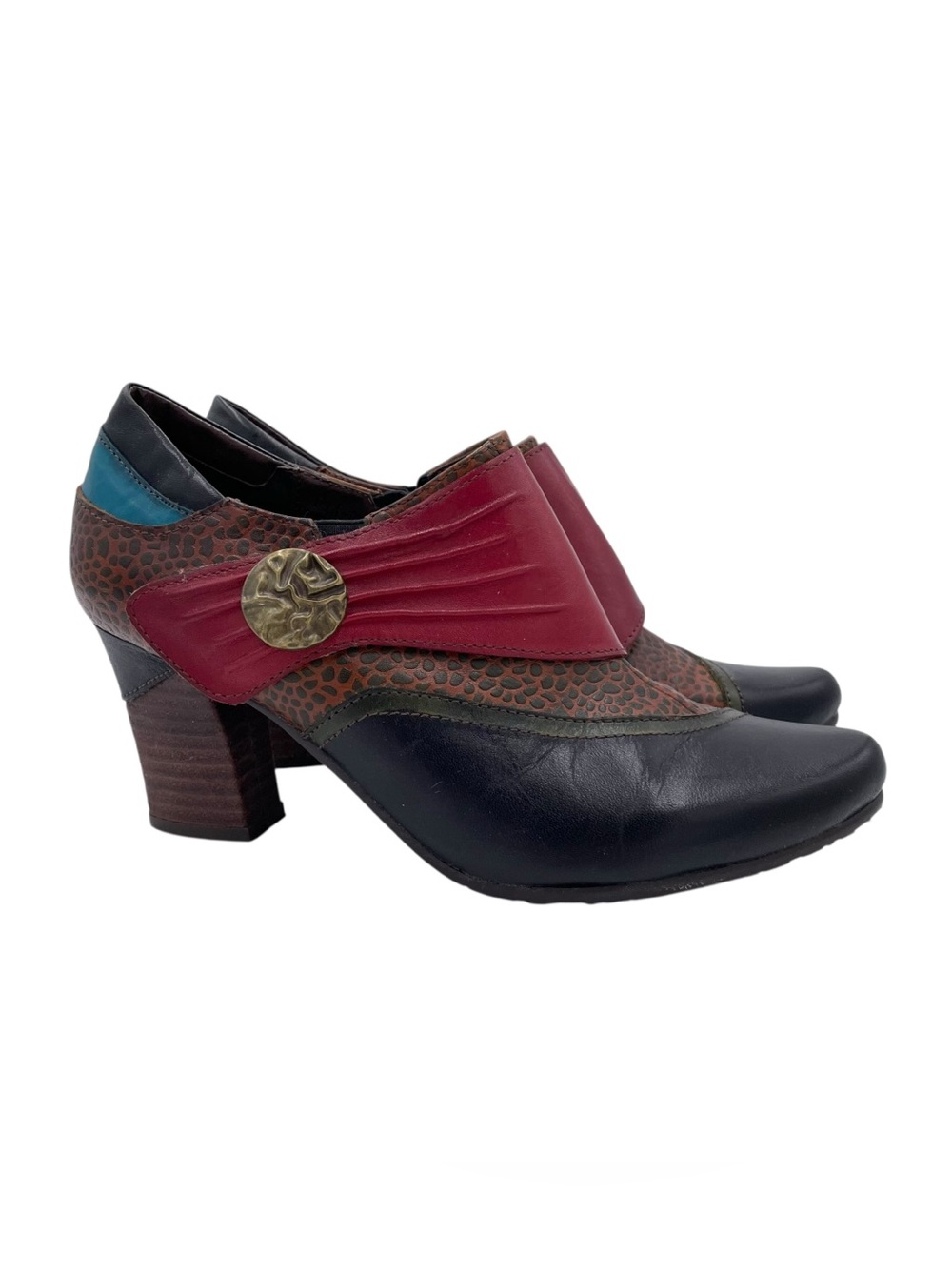 Spring Step L'Artiste Fia Black Multicolor Hand Painted Booties Size 39 Artsy